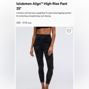 Lululemon Align High Rise Leggings Size 4